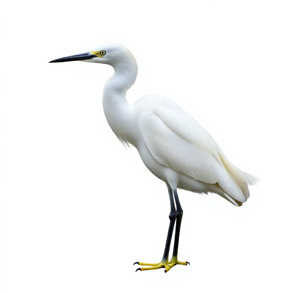 Snowy egret isolated on a white background