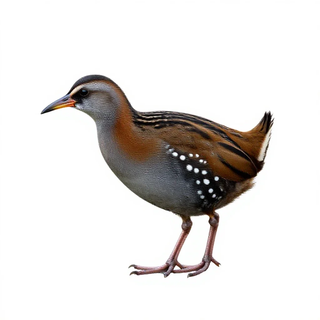 Spotted crake isolated on a white background