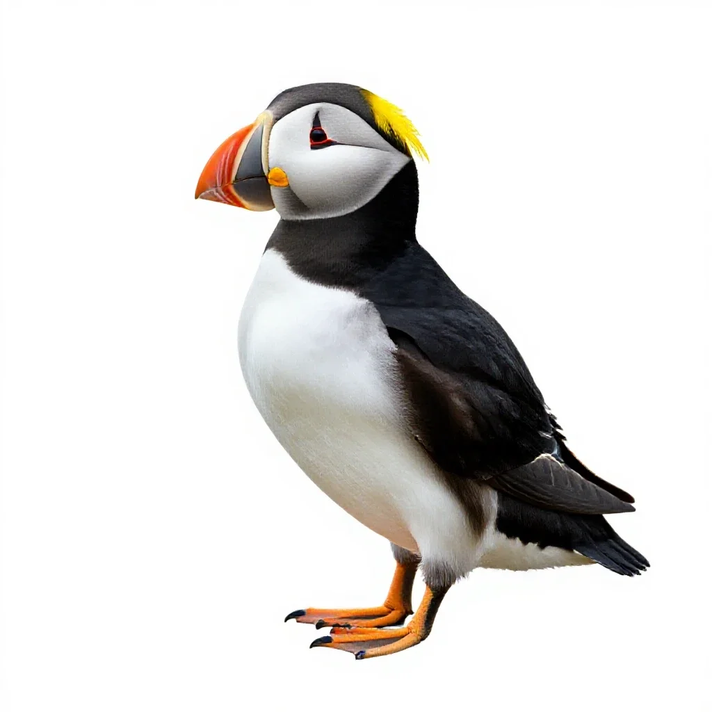 Tufted puffin isolated on a white background