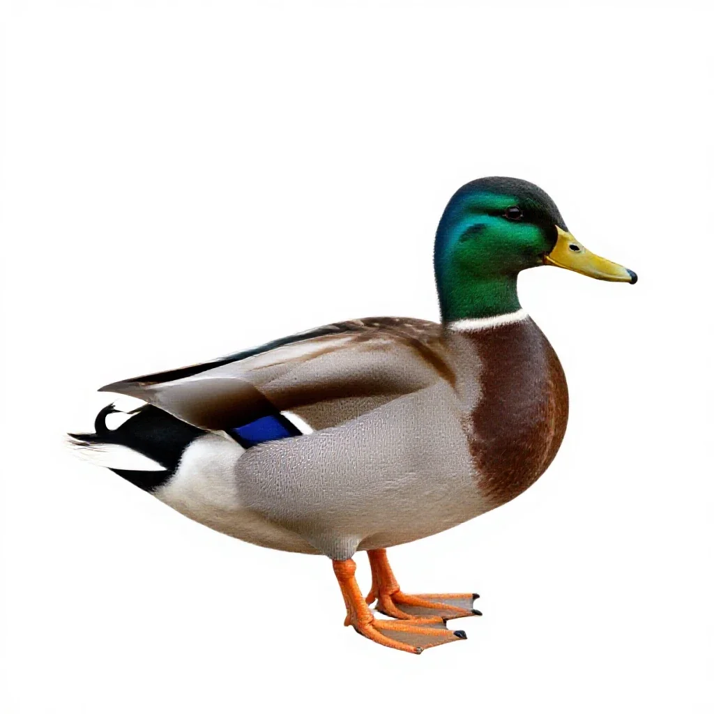 Wild duck isolated on a white background