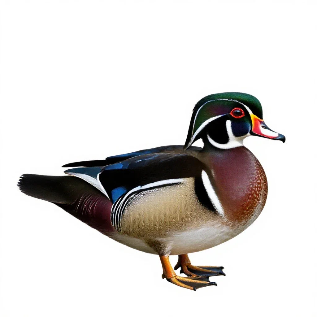 Wood duck isolated on a white background