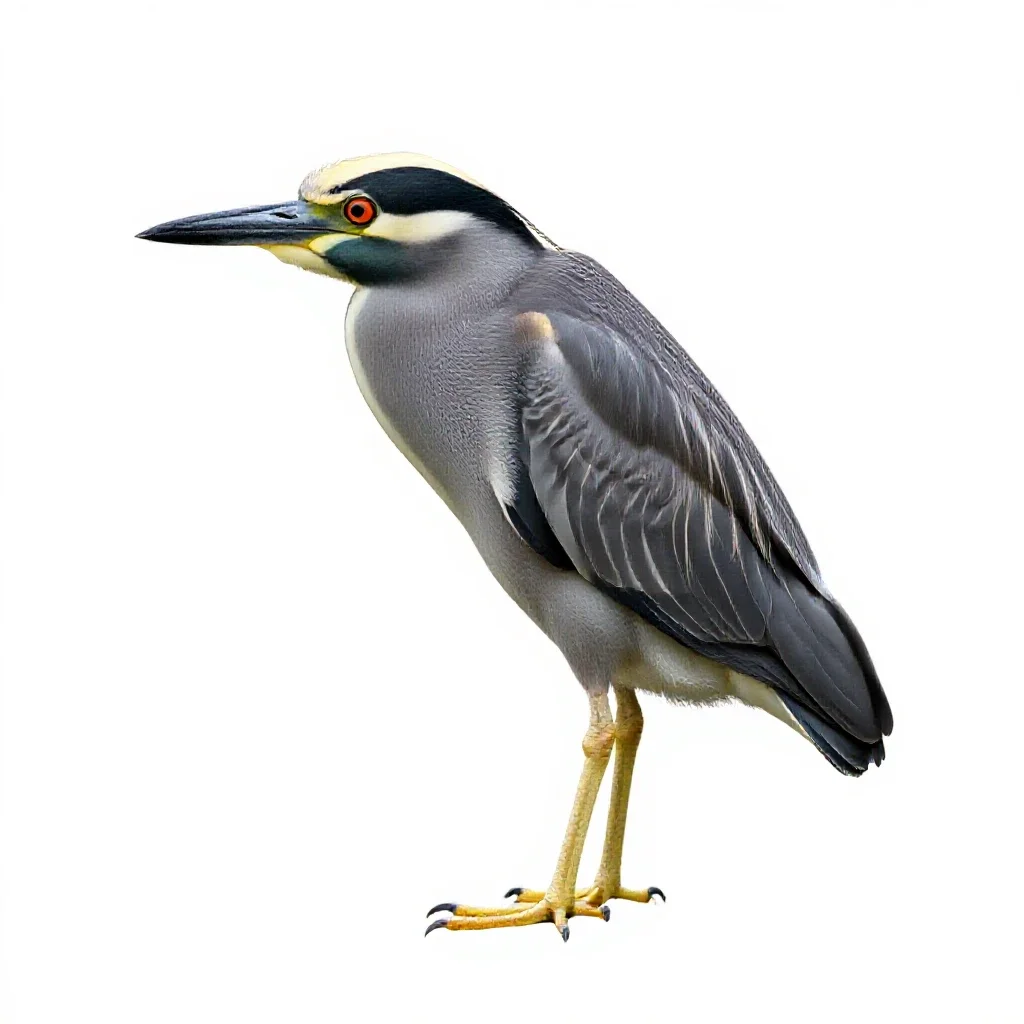 Yellow-crowned night heron isolated on a white background