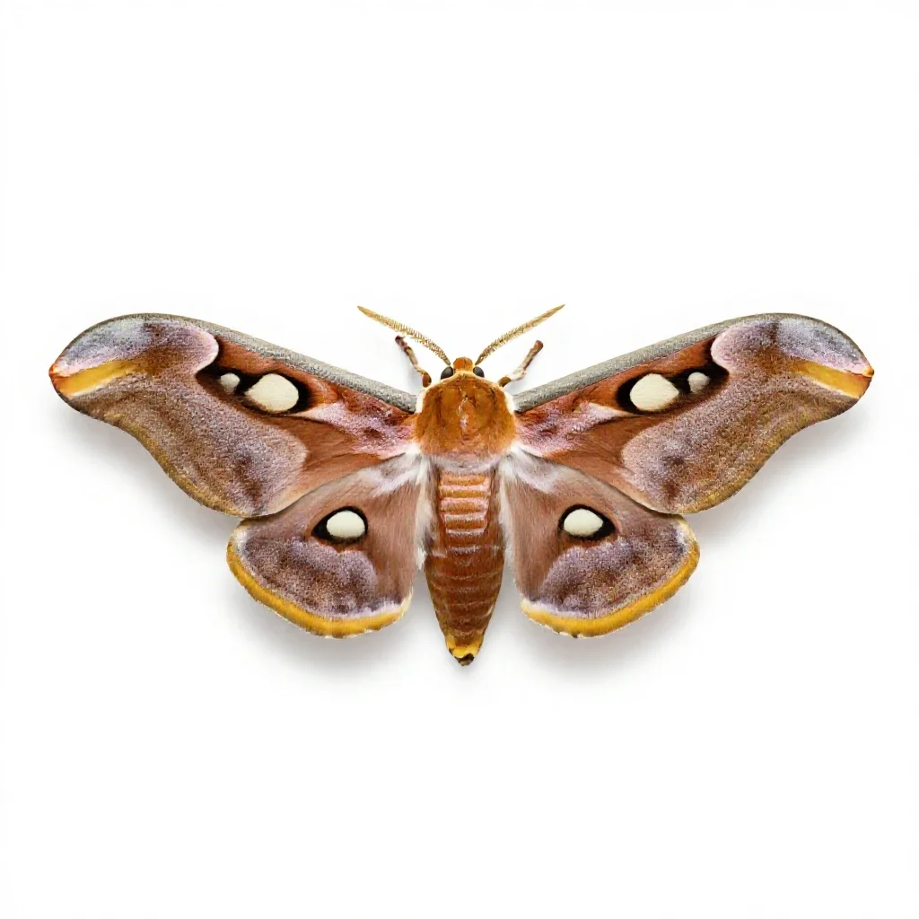 Giant silkworm moth isolated on a white background