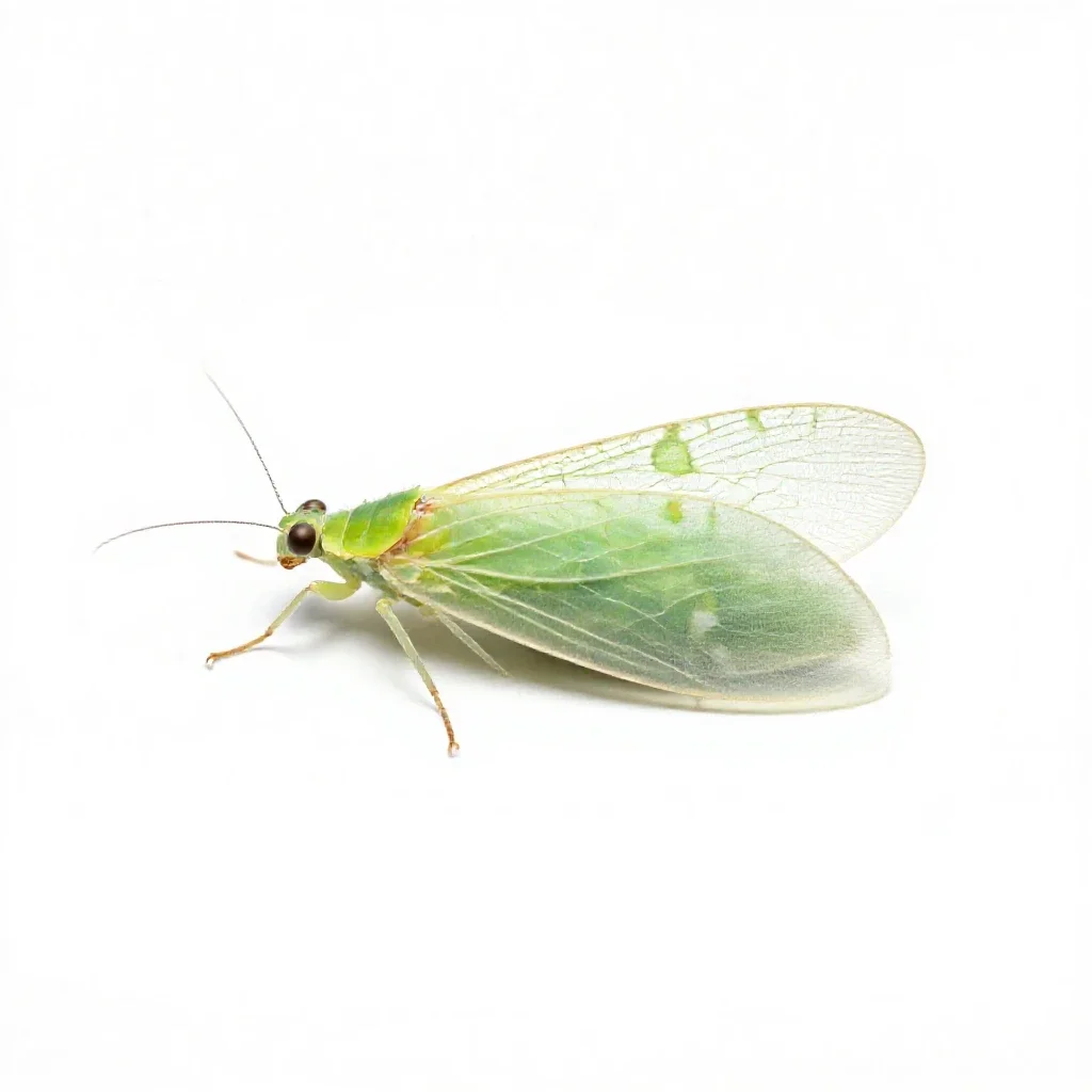 Green lacewing isolated on a white background