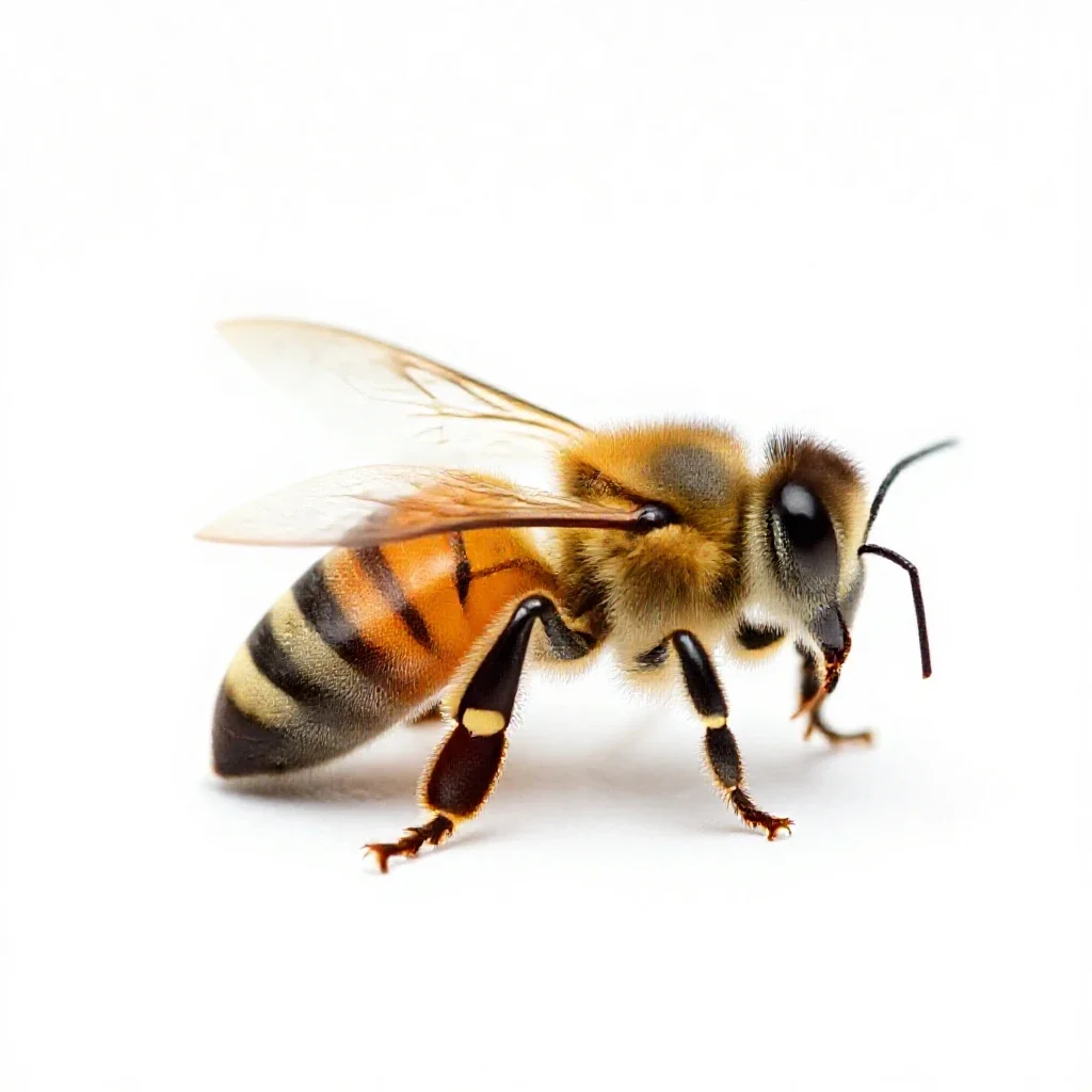 Honeybee isolated on a white background
