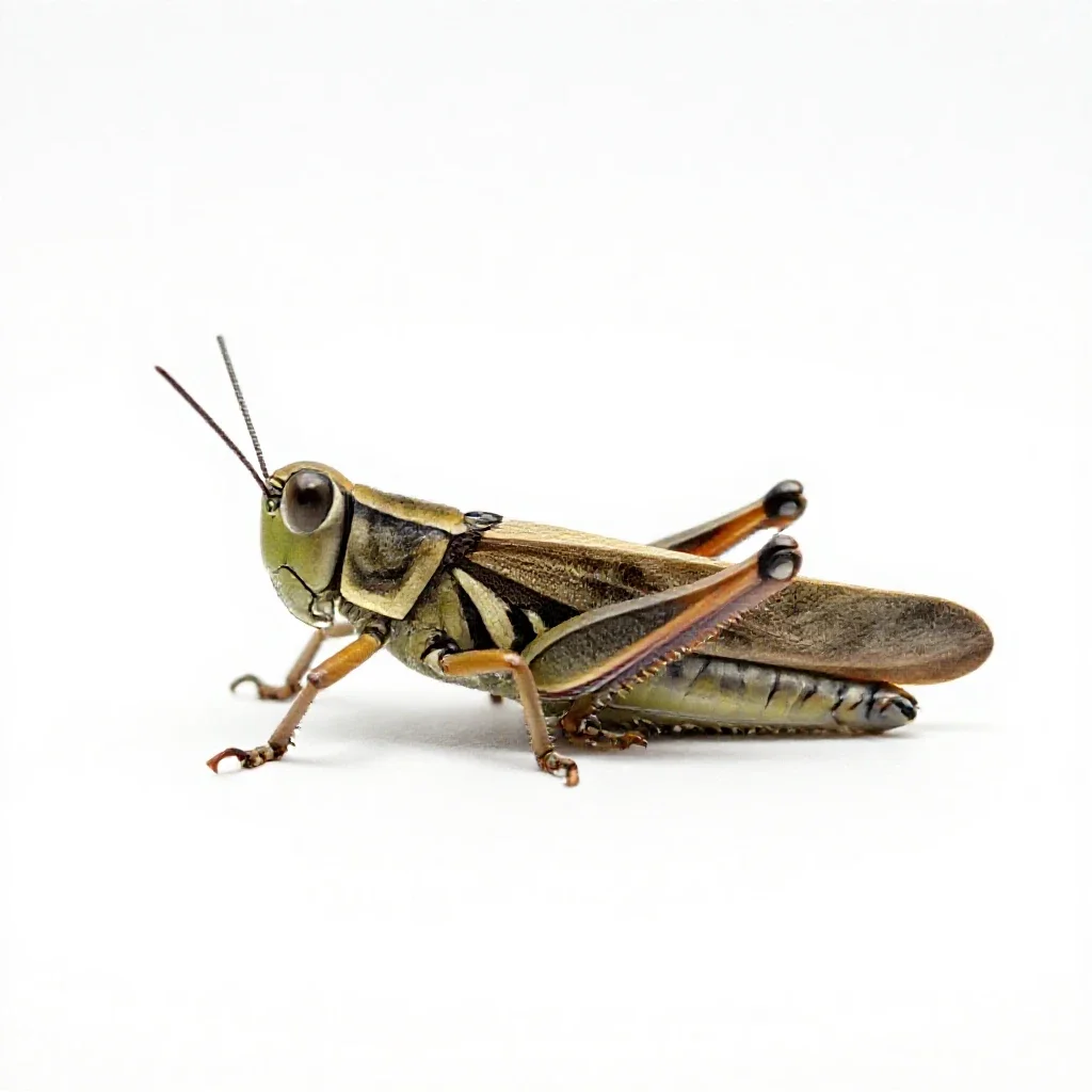 Long-horned grasshopper isolated on a white background
