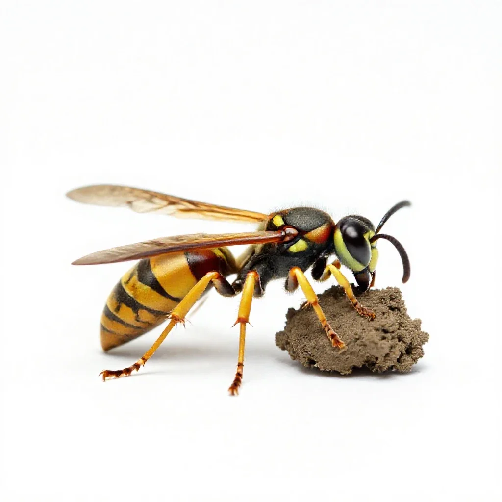 Mason wasp isolated on a white background