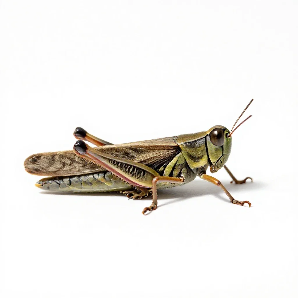 Migratory grasshopper isolated on a white background