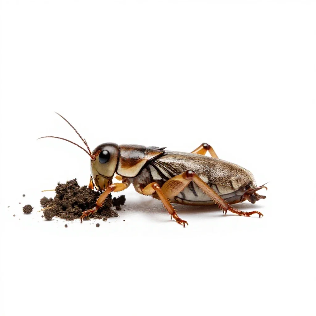 Mole cricket isolated on a white background