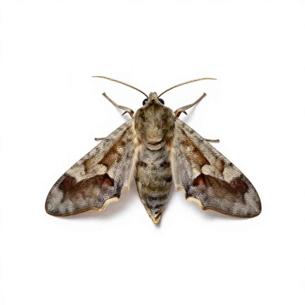 Noctuid moth isolated on a white background