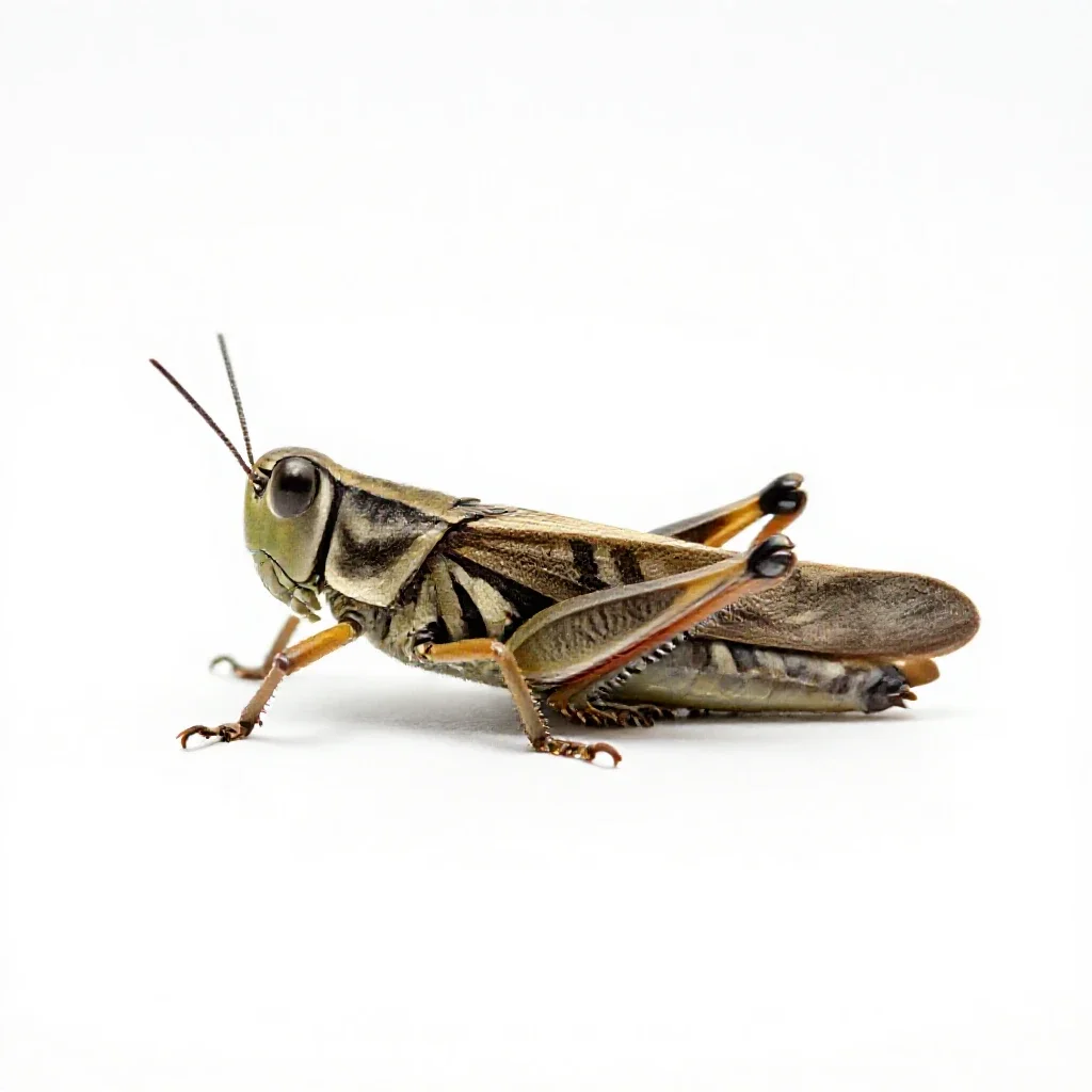 Short-horned grasshopper isolated on a white background