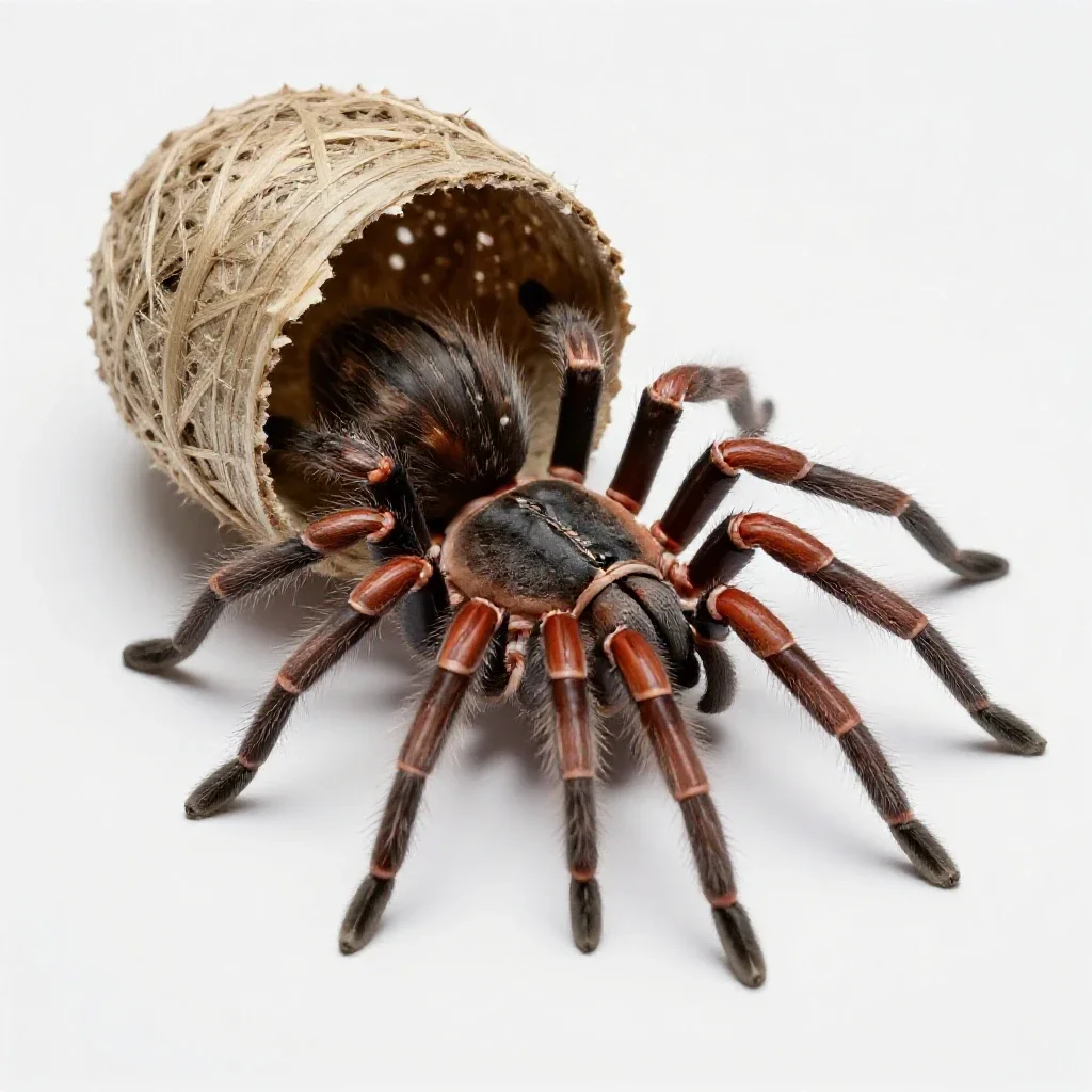 Trap-door spider isolated on a white background