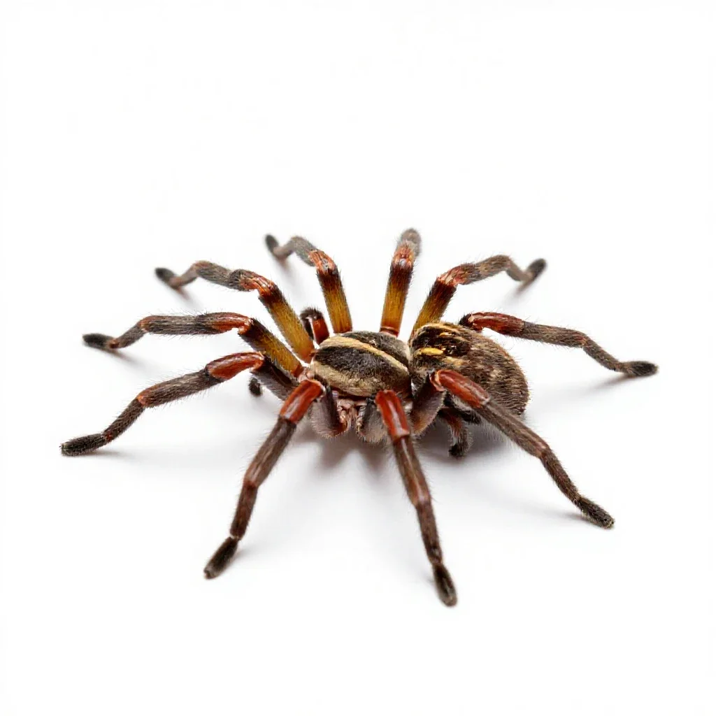Orb-weaving spider isolated on a white background