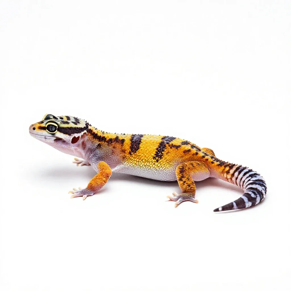 Banded gecko isolated on a white background