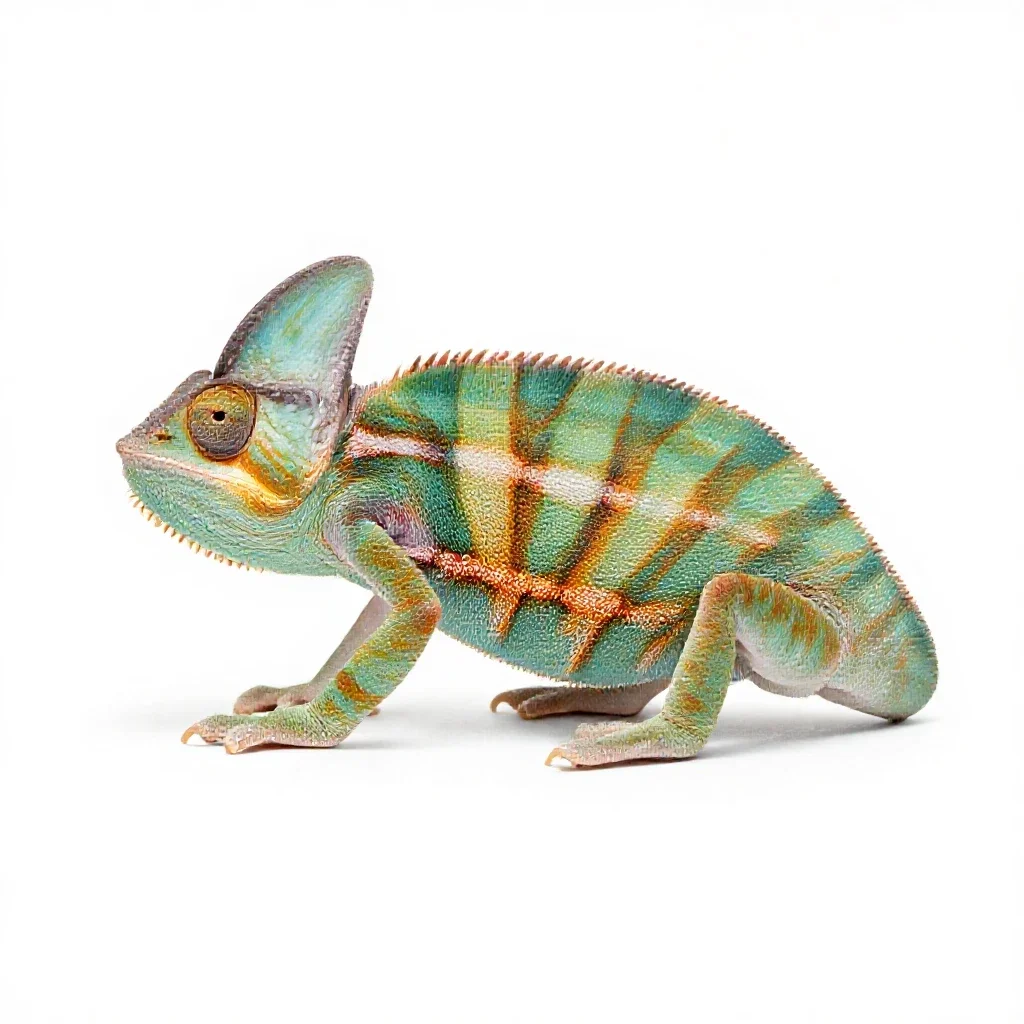 Chameleon tree frog isolated on a white background