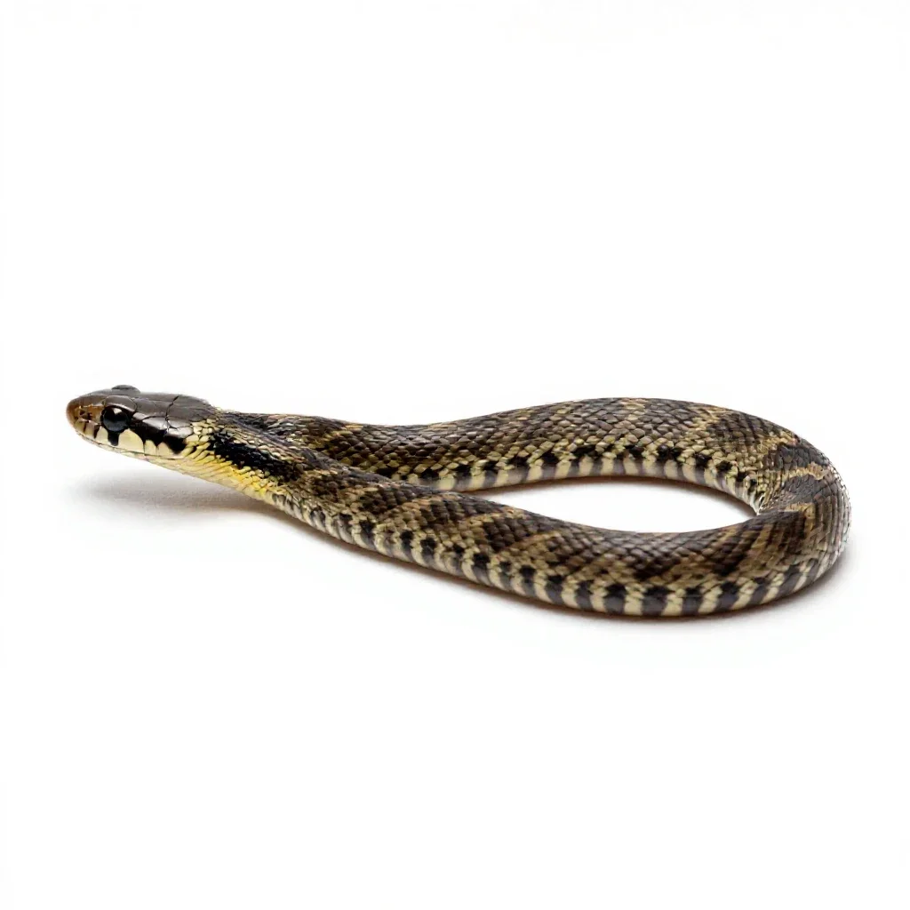 Common garter snake isolated on a white background