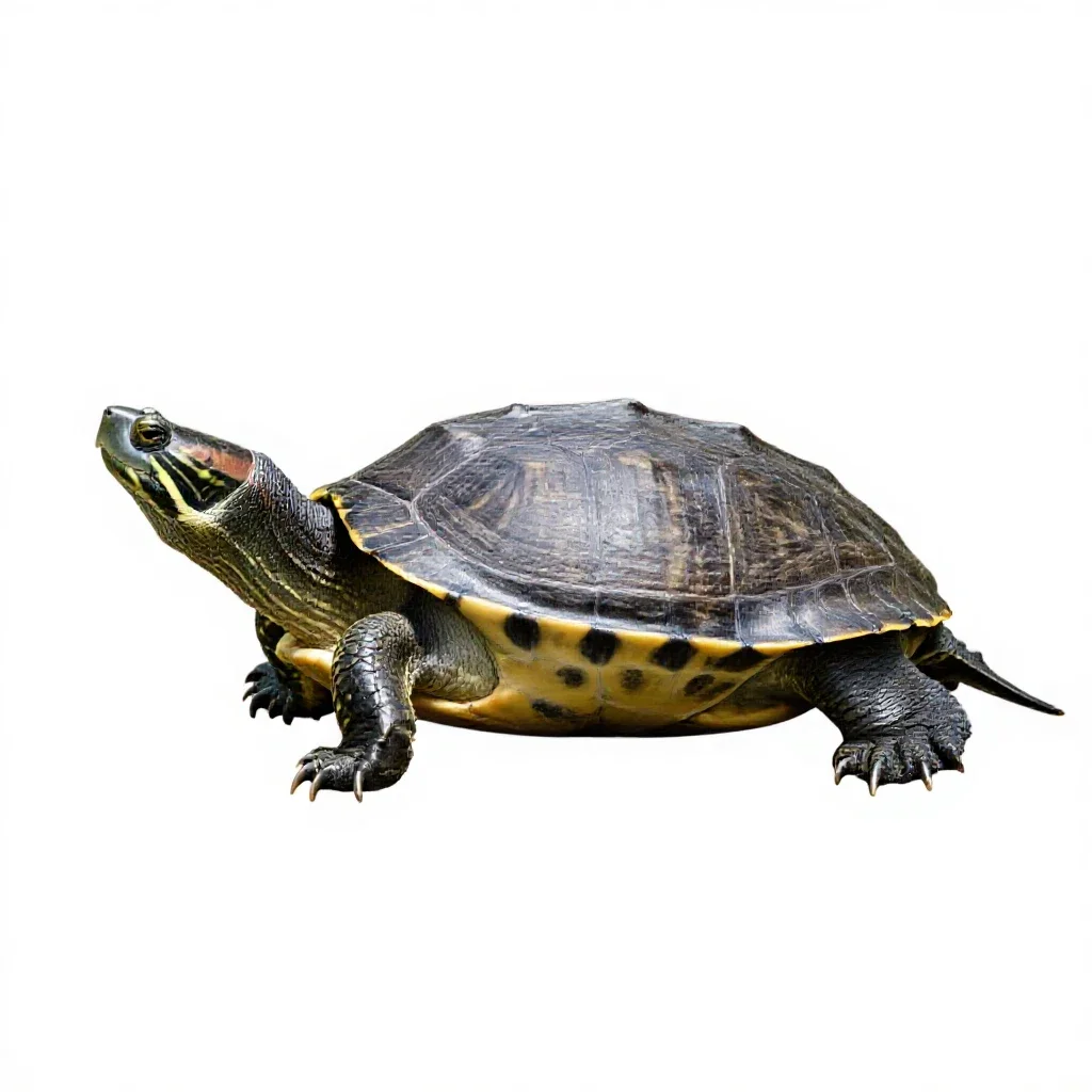 Common snapping turtle isolated on a white background