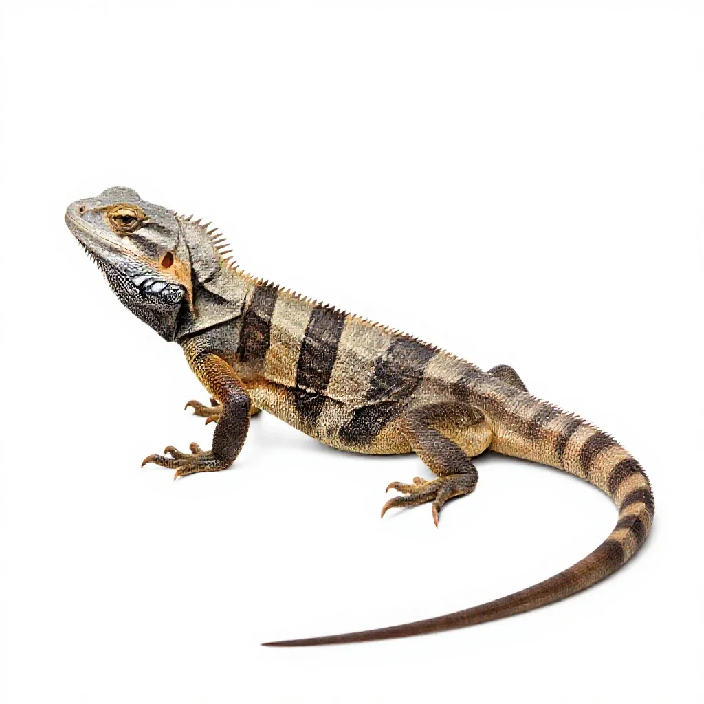 Frilled lizard isolated on a white background