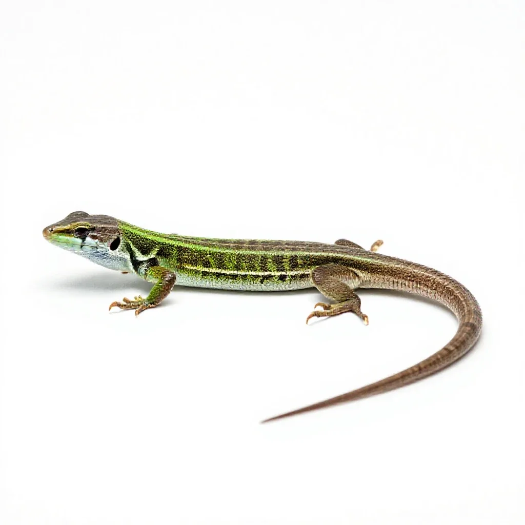 Green lizard isolated on a white background