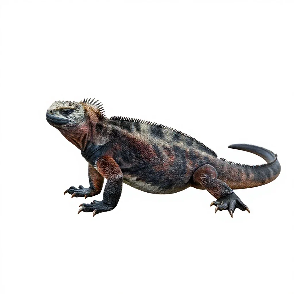 Marine iguana isolated on a white background