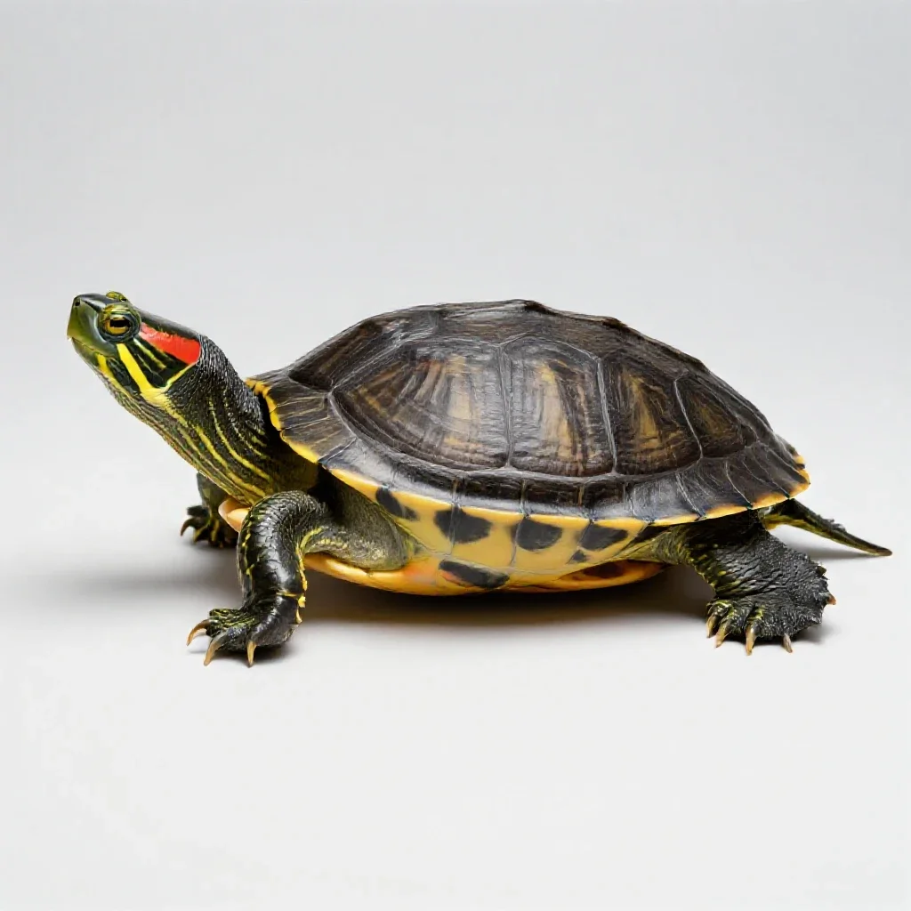Painted turtle isolated on a white background
