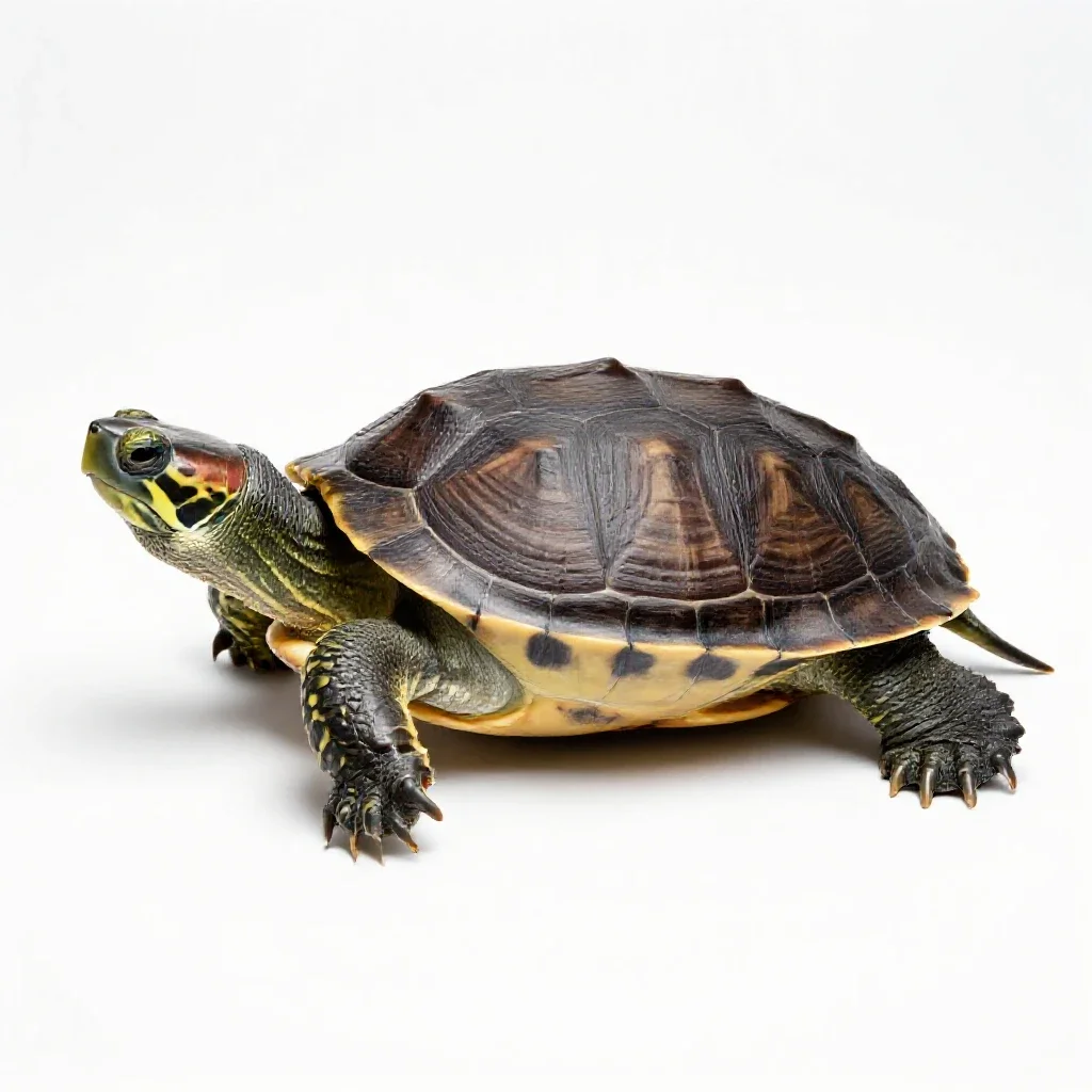 Soft-shelled turtle isolated on a white background