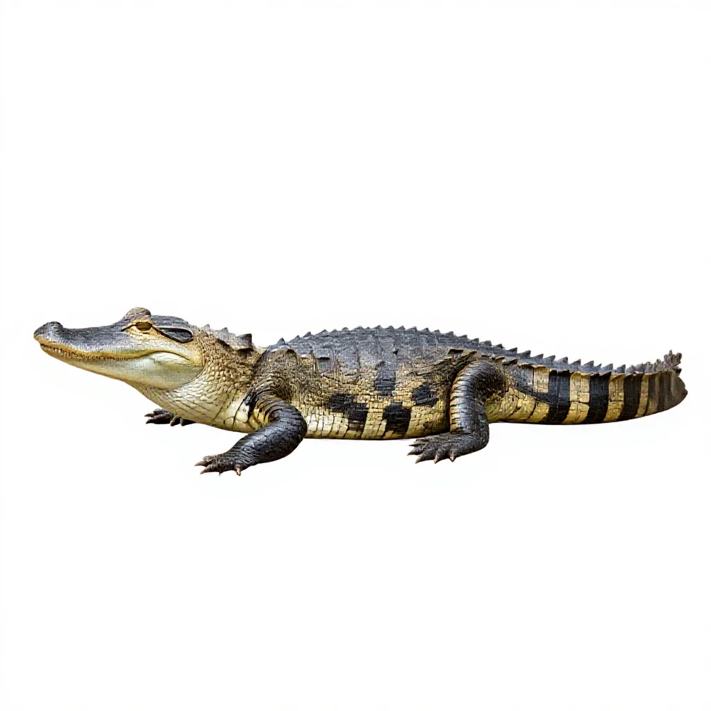 Spectacled caiman isolated on a white background