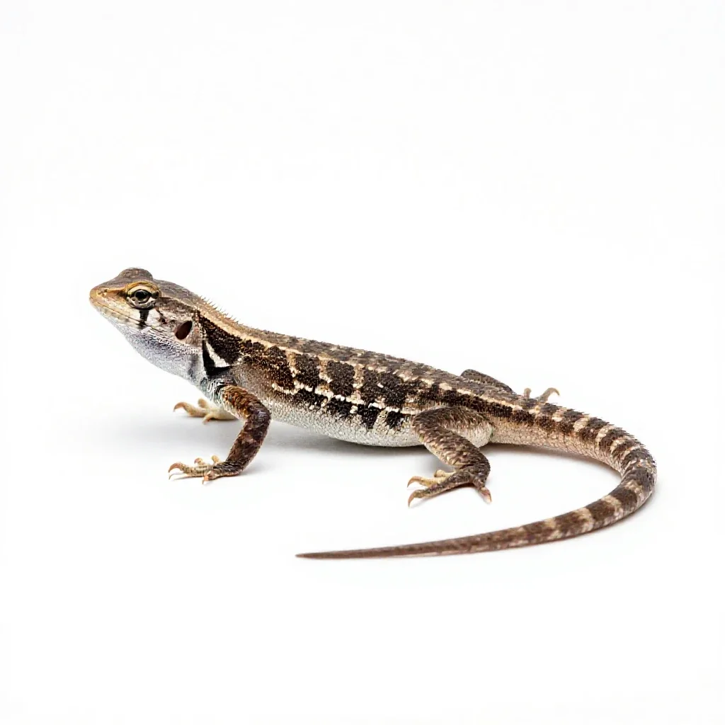 Eastern fence lizard isolated on a white background
