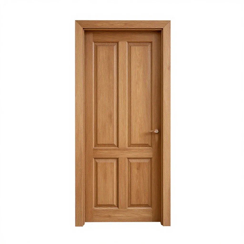 Carved wooden door isolated on a white background