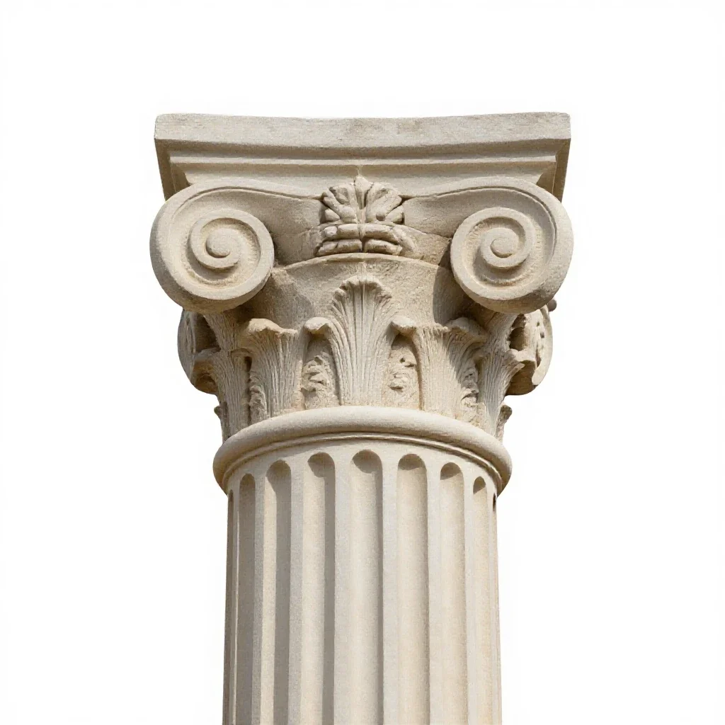 Corinthian column capital isolated on a white background