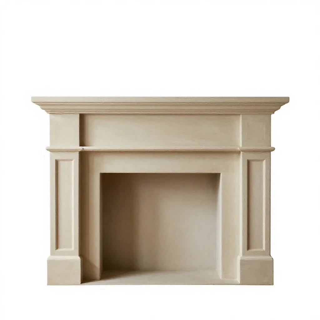 Fireplace mantel isolated on a white background
