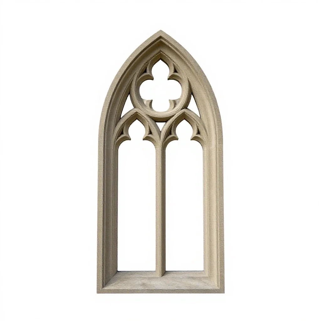 Gothic window tracery panel isolated on a white background