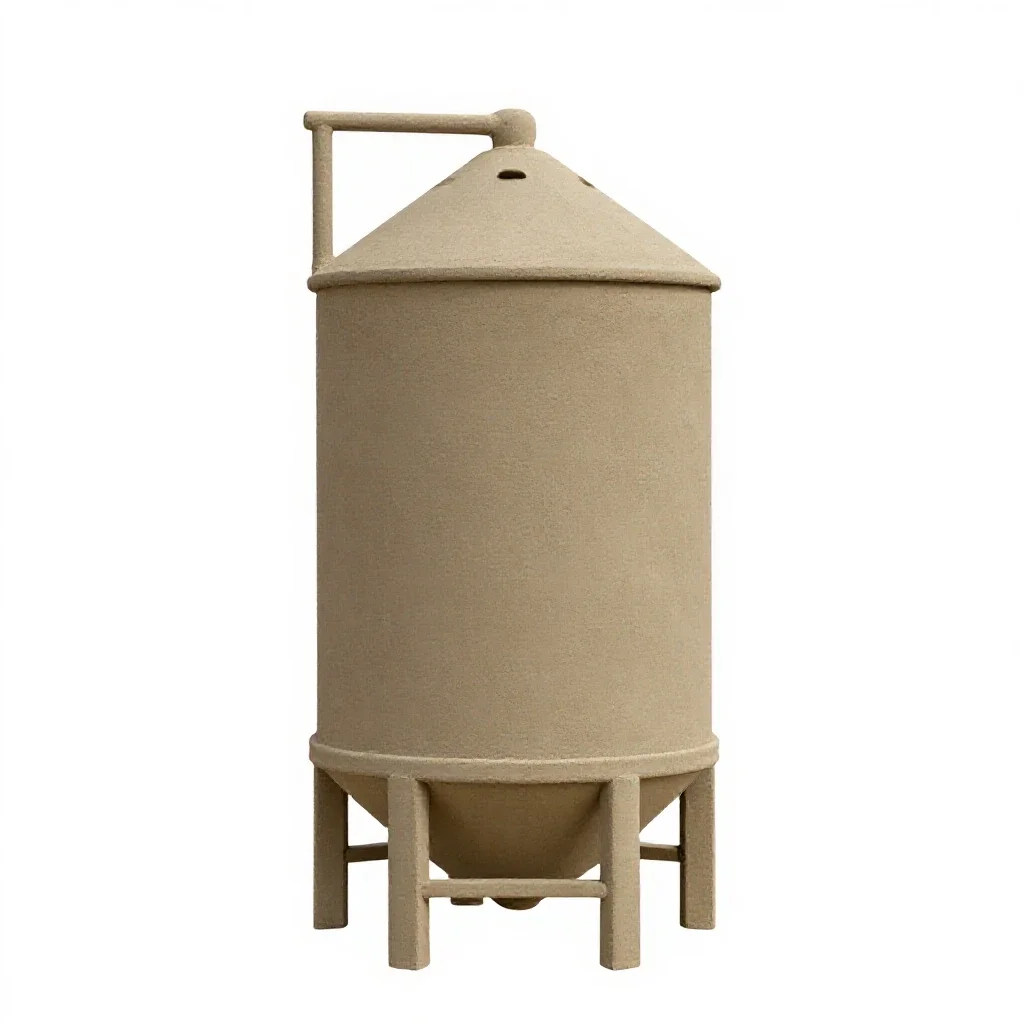 Grain silo model isolated on a white background