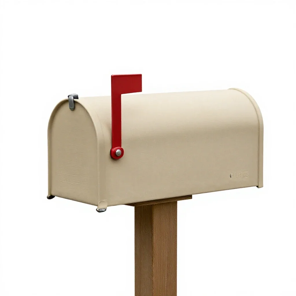 Mailbox on a post isolated on a white background
