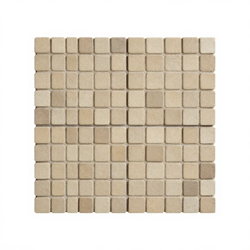 Mosaic floor tile section isolated on a white background