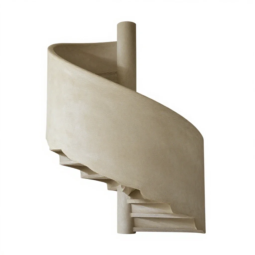 Spiral staircase segment isolated on a white background