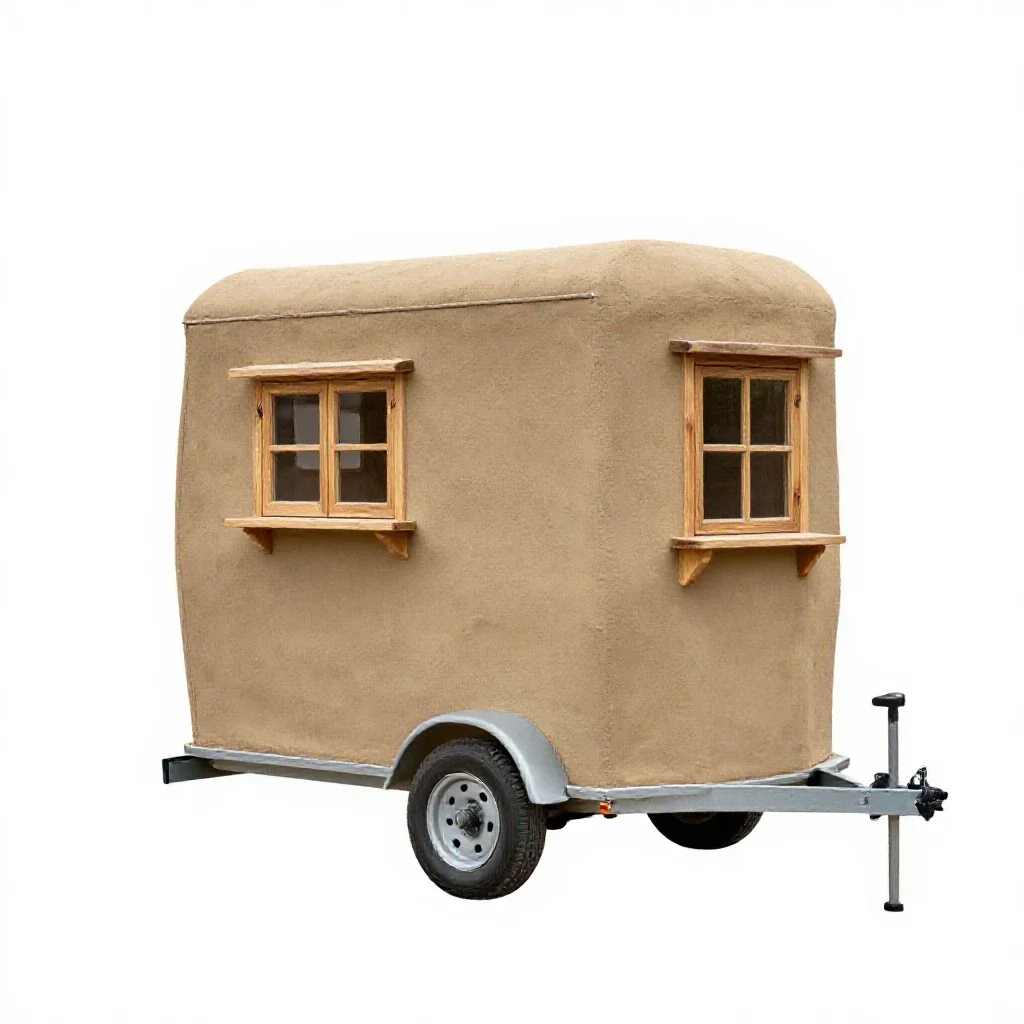 Tiny house on a trailer isolated on a white background