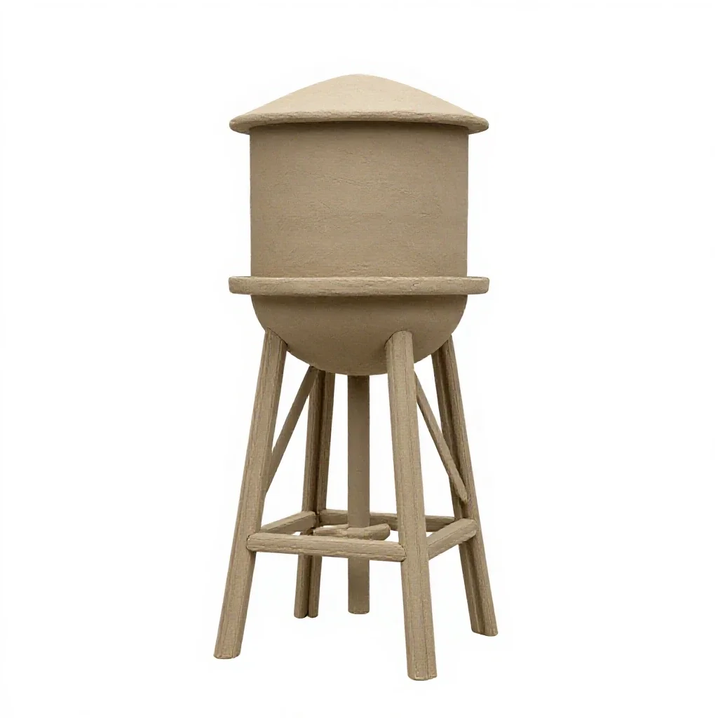 Water tower model isolated on a white background