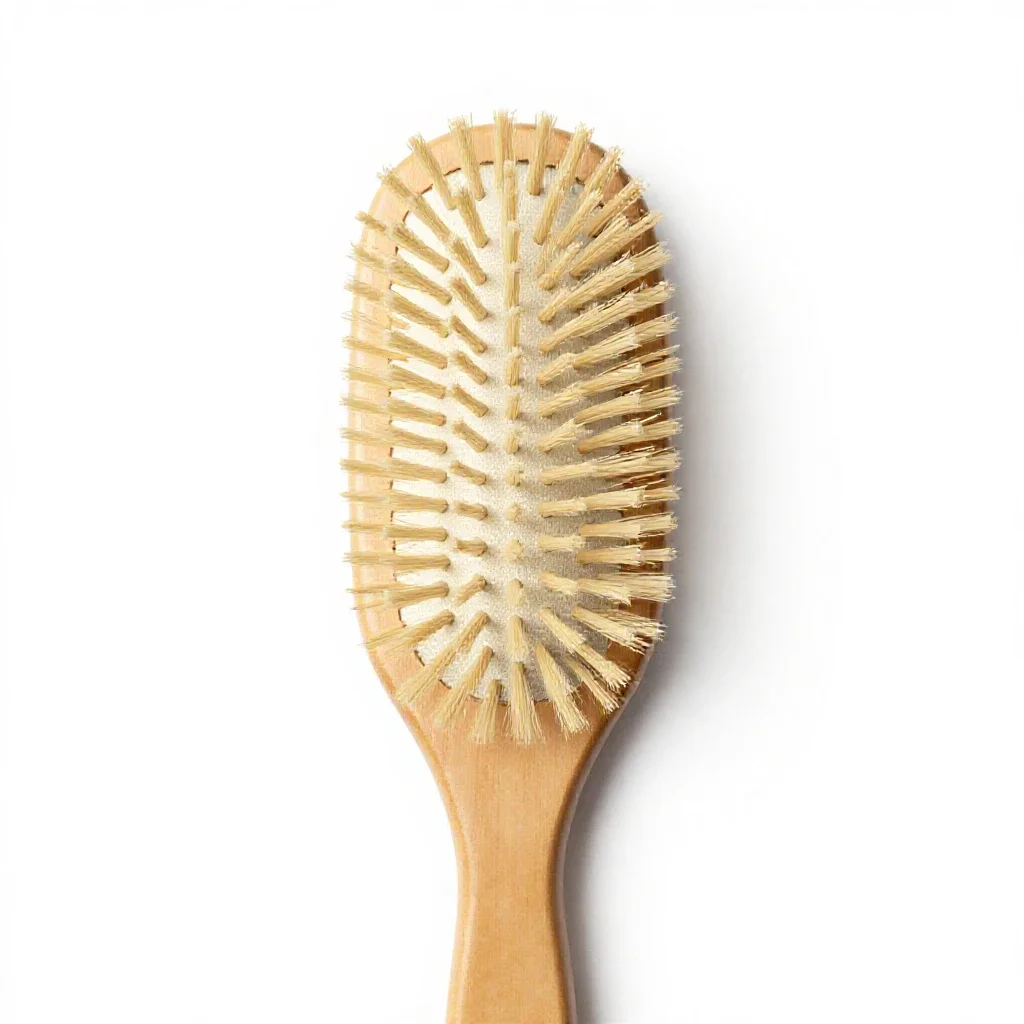 Boar bristle hairbrush isolated on a white background
