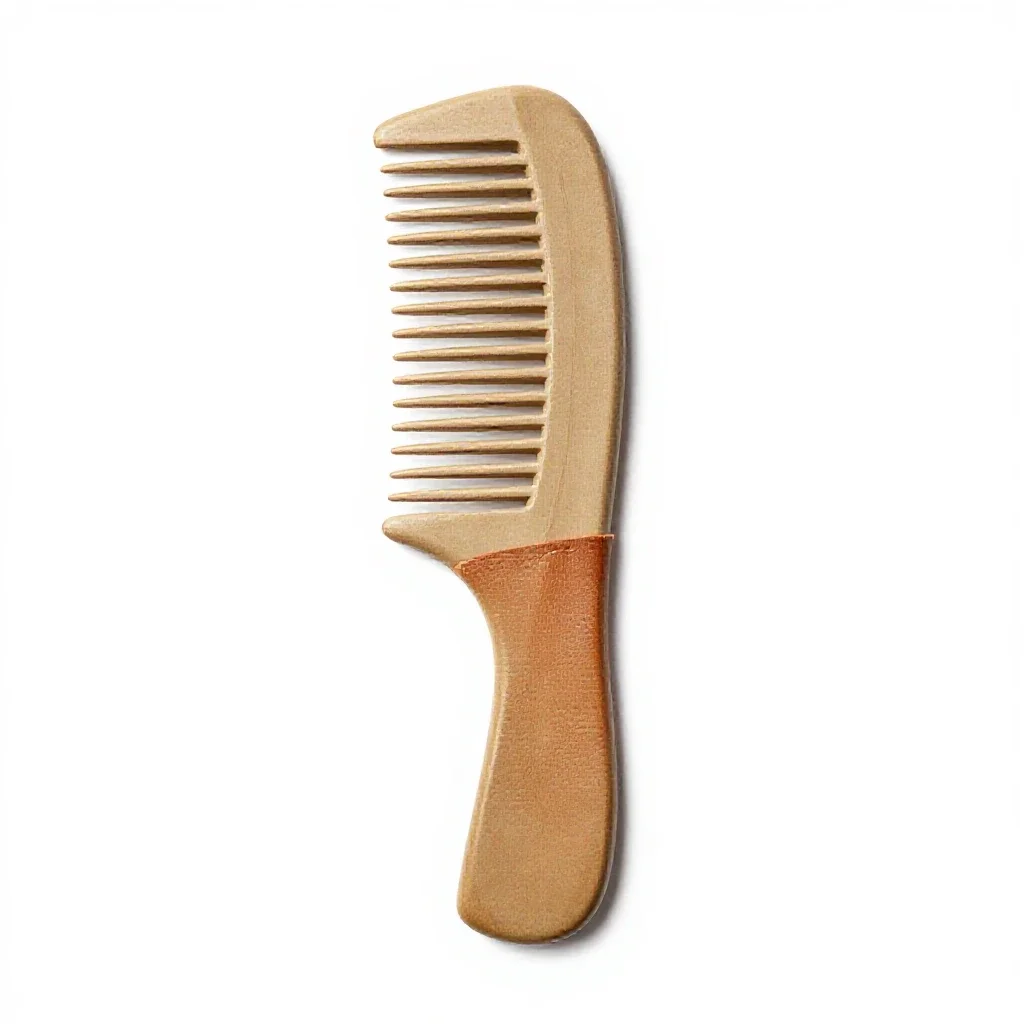 Comb in a leather sleeve isolated on a white background