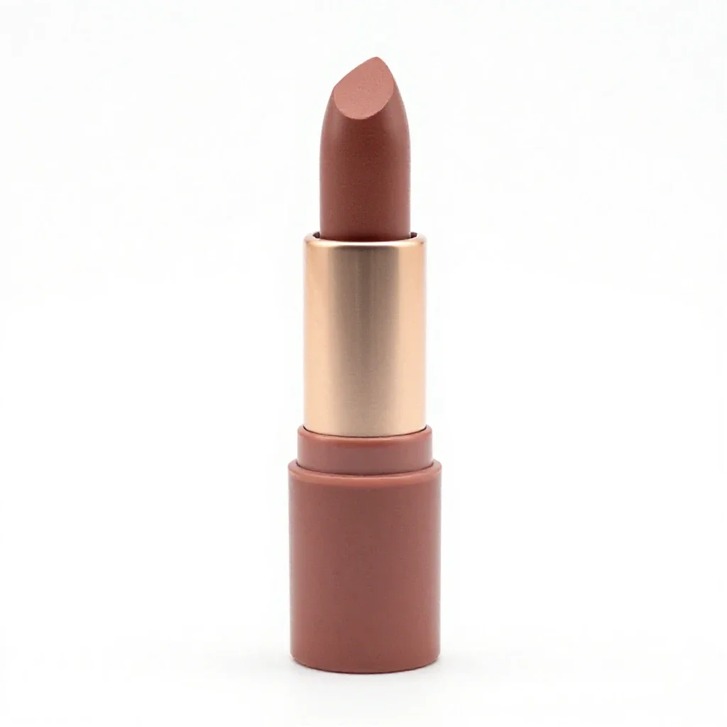 Lipstick tube uncapped isolated on a white background