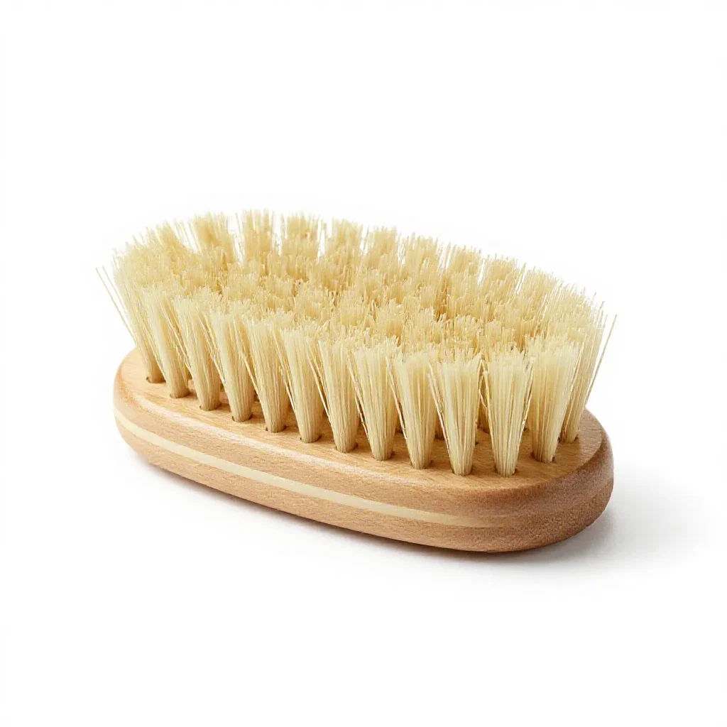 Natural bristle body brush isolated on a white background