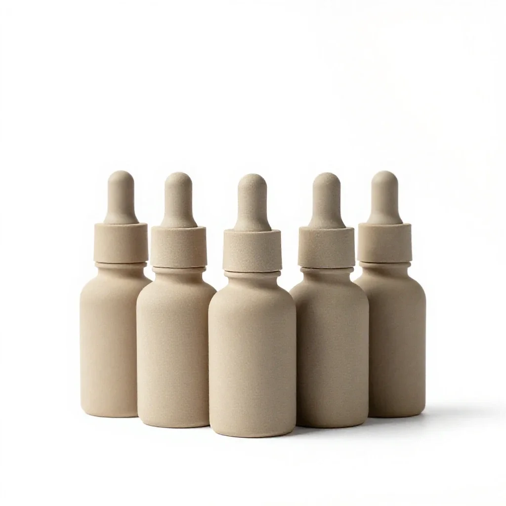 Set of glass dropper serums isolated on a white background