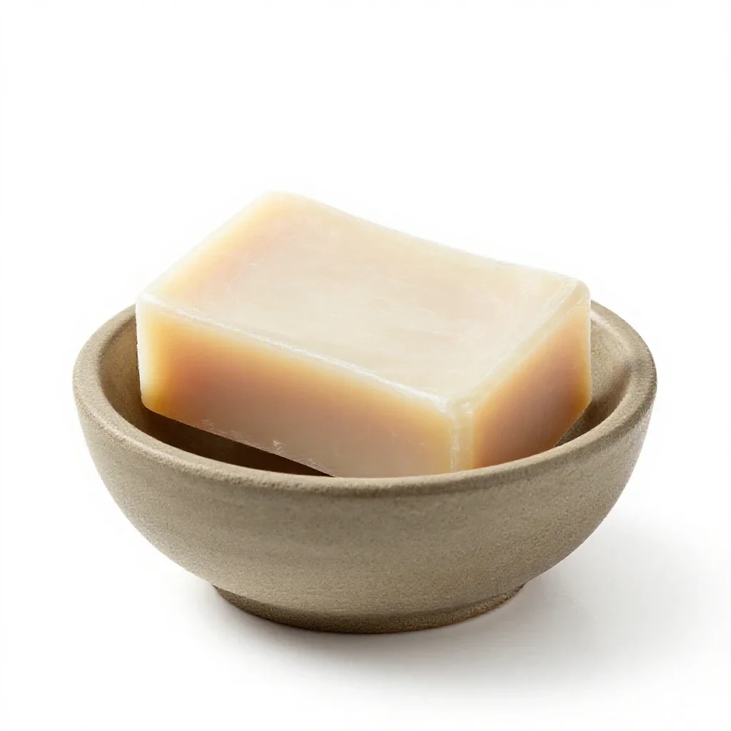 Shaving soap in a bowl isolated on a white background