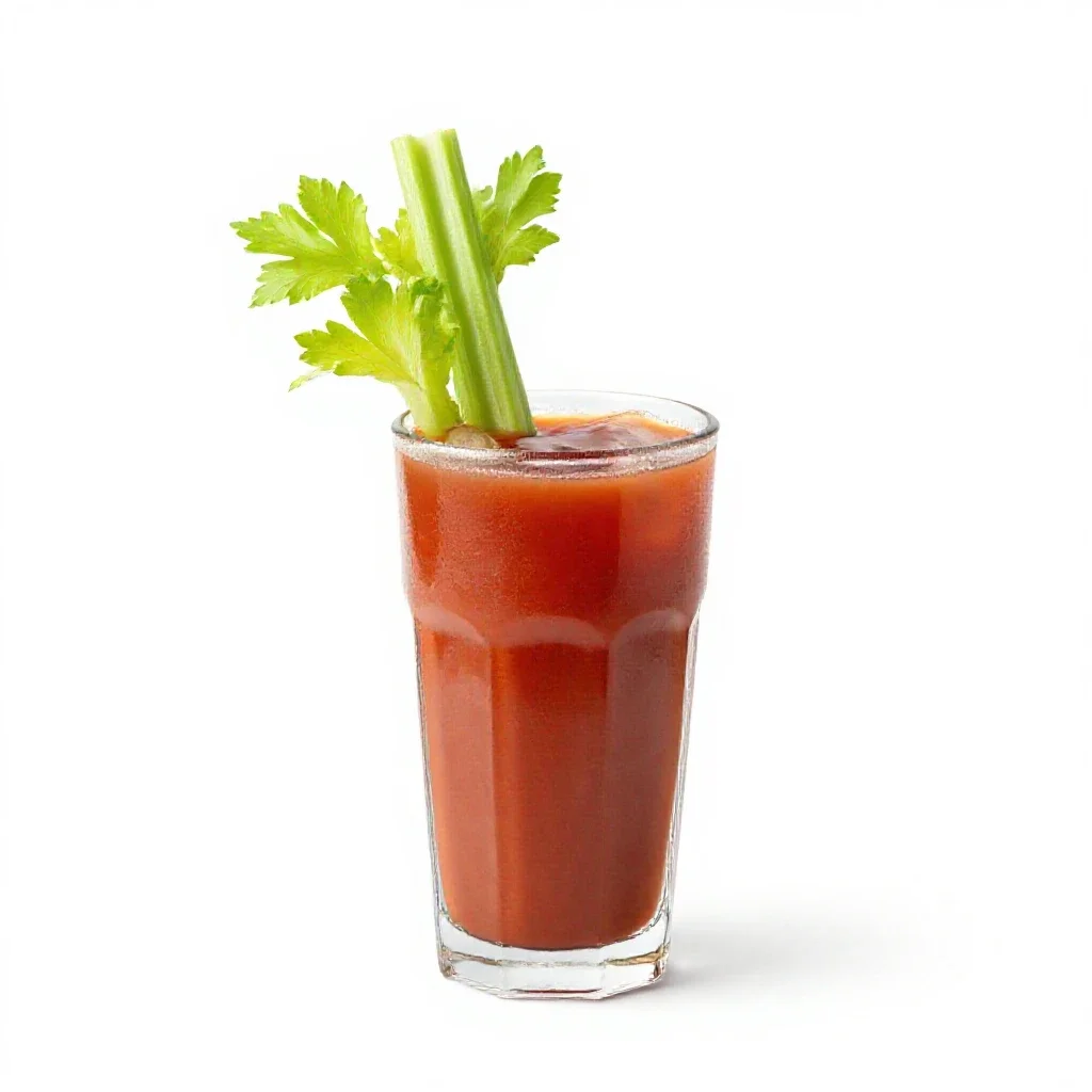 Bloody mary with a celery stalk isolated on a white background