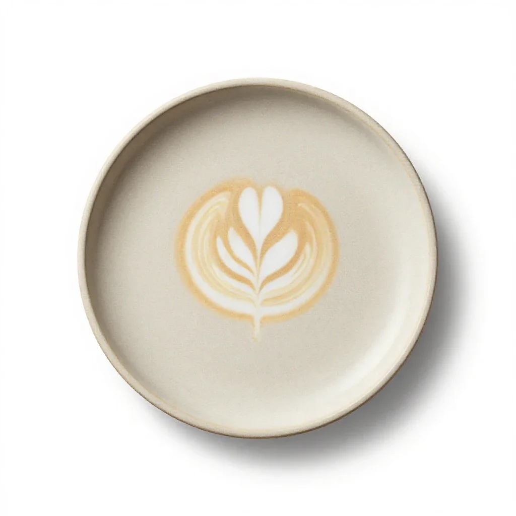 Flat white with latte art isolated on a white background
