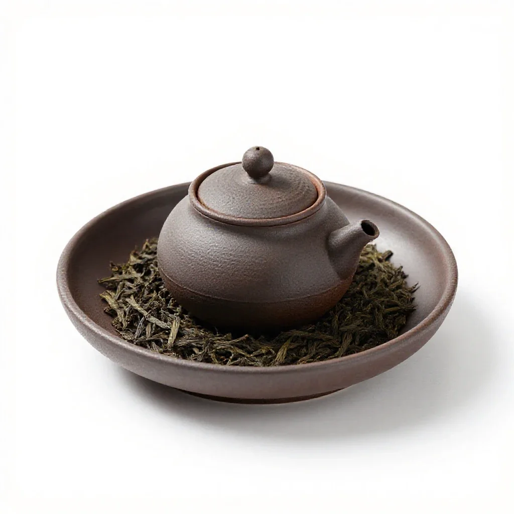 Genmaicha in a kyusu isolated on a white background