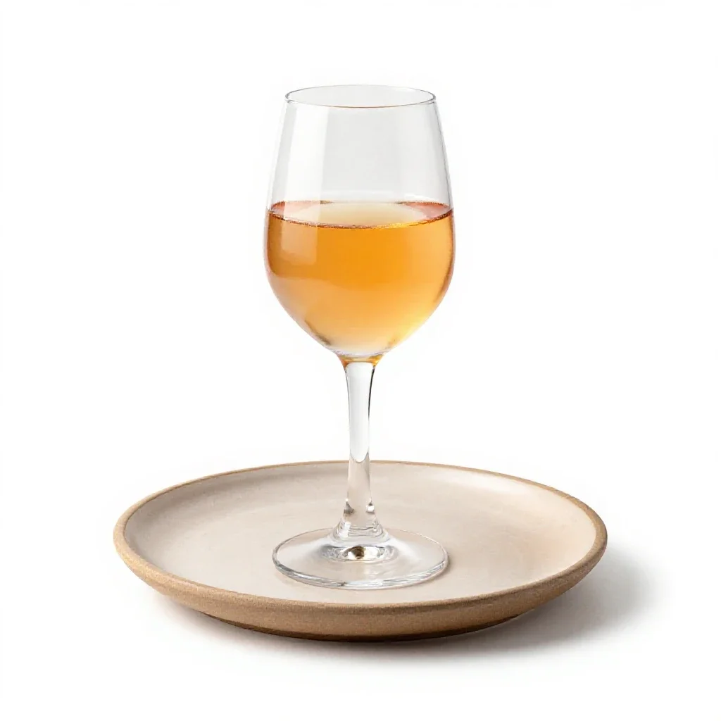 Glass of natural orange wine isolated on a white background
