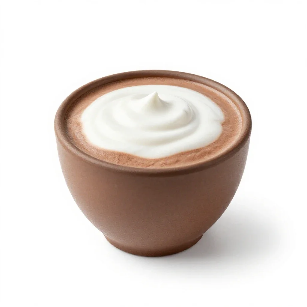 Hot chocolate with cream isolated on a white background
