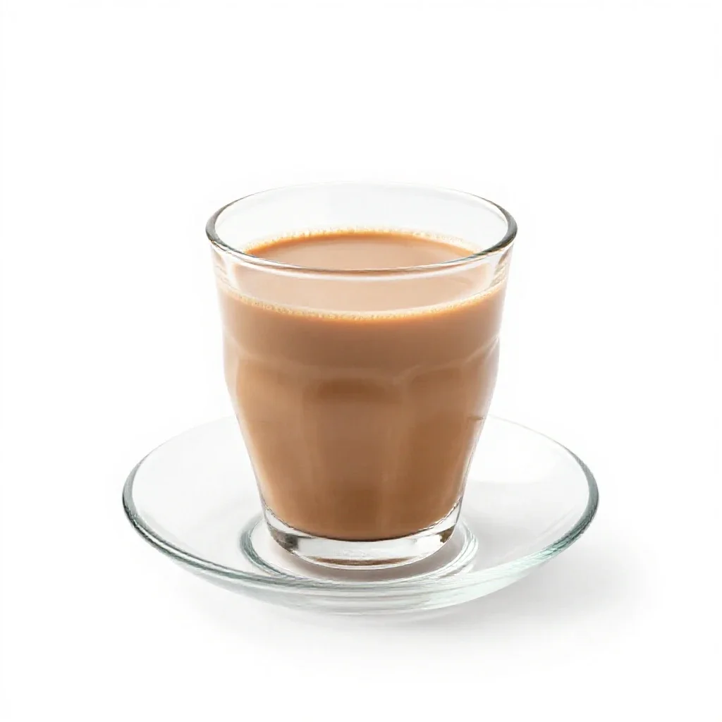 Masala chai in a glass isolated on a white background